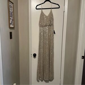 NWT Lulus champagne sequin maxi dress size S